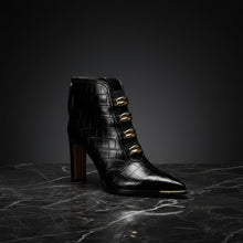 Load image into Gallery viewer, Women's Satin Pointed Toe Chunky Heel Short Boots – Ultra High Heel