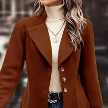 Load image into Gallery viewer, Women’s Winter Overcoat — Lapel Collar, Single-Breasted, Long Pea Coat