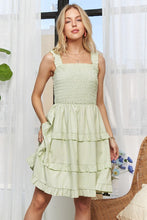 Load image into Gallery viewer, New Summer Smocked Ruffled Wide Strap Mini Dress – Feminine, Chic, Stylish, Comfortable, Perfect for Casual Days and Special Occasions