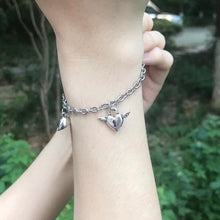 Load image into Gallery viewer, 1Pair Couple Bracelets Magnetic Bracelet Heart Shaped Stainless Steel Angel Wing Love Lock Heart Charm Magnet Couples Bracelet Stainless Steel Chain Bracelets Charm Jewelry Matching Relationship Bracelets