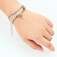 Load image into Gallery viewer, 1Pair Couple Bracelets Magnetic Bracelet Heart Shaped Stainless Steel Angel Wing Love Lock Heart Charm Magnet Couples Bracelet Stainless Steel Chain Bracelets Charm Jewelry Matching Relationship Bracelets