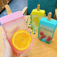 Load image into Gallery viewer, 1PC 300ML Cute Straw Cup Water Bottle Outdoor Juice Drinking Water Bottle Suitable for Adult Children with Rope Cute Straw Cup With Rope New Plastic Popsicle Water Bottle Outdoor Transparent Juice Drinking Cup