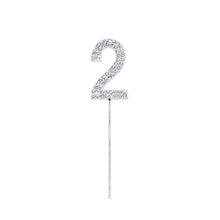 Load image into Gallery viewer, 1Pc Glitter Alloy Rhinestone Number Cake Toppers Pieces Silver Glitter Number Cake Toppers Double Sided Twinkle Happy Birthday Cake Topper Cupcake Toppers For Wedding Baby Shower Birthday Decoration Wedding Gold Silver Digital Cakes Dessert Decor