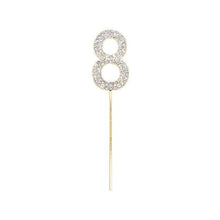 Load image into Gallery viewer, 1Pc Glitter Alloy Rhinestone Number Cake Toppers Pieces Silver Glitter Number Cake Toppers Double Sided Twinkle Happy Birthday Cake Topper Cupcake Toppers For Wedding Baby Shower Birthday Decoration Wedding Gold Silver Digital Cakes Dessert Decor