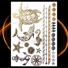 Load image into Gallery viewer, 1PC Gold Chain Bracelet Tattoo Sticker Summer Style Fake Jewelry Temporary Tattoo Waterproof Gold Sliver Glitter Body Face Tattoo For Womens