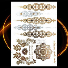 Load image into Gallery viewer, 1PC Gold Chain Bracelet Tattoo Sticker Summer Style Fake Jewelry Temporary Tattoo Waterproof Gold Sliver Glitter Body Face Tattoo For Womens