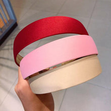 Load image into Gallery viewer, 1PC Plastic Fashion Canvas Wide Headband Hair Band Headwear Bezel Hair Accessories For Woman Satin Covered Resin Hairbands Gorgeous Hair Accessories For Women