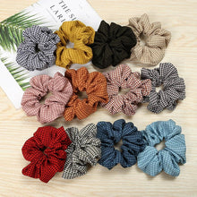 Load image into Gallery viewer, 1PC Vintage Scrunchie Stretch Headband Dot Plaid Scrunchies Women Elastic Hair Bands Girls Hair Ties Striped Ponytail Holder Accessories for Women