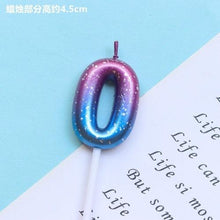 Load image into Gallery viewer, 1pcs Starry Sky Candles Birthday Cake Decoration Gradient Party Cake Decor Candles Happy Birthday Number Candles for Cake Topper Decoration for Party