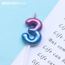 Load image into Gallery viewer, 1pcs Starry Sky Candles Birthday Cake Decoration Gradient Party Cake Decor Candles Happy Birthday Number Candles for Cake Topper Decoration for Party