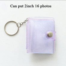 Load image into Gallery viewer, 2 Inch Photo Album PVC Sequins Transparent Sticker & Name Card Holder 16 Pockets Photo Holder Business Card Bag Mini Photo Holds Photos with Key Chain Album Gifts