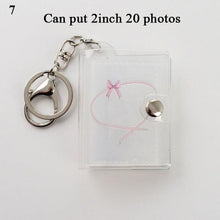 Load image into Gallery viewer, 2 Inch Photo Album PVC Sequins Transparent Sticker & Name Card Holder 16 Pockets Photo Holder Business Card Bag Mini Photo Holds Photos with Key Chain Album Gifts
