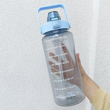 Load image into Gallery viewer, 2 Liters Water Bottle Motivational Drinking Bottle Sports Water Bottle With Time Marker Stickers Portable Reusable Plastic Cups Motivational Sports Water Bottle With Time Capacity Marker BPA Free Big Large Gym Cycling Water Bottle Cup Jug For Kids School