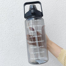 Load image into Gallery viewer, 2 Liters Water Bottle Motivational Drinking Bottle Sports Water Bottle With Time Marker Stickers Portable Reusable Plastic Cups Motivational Sports Water Bottle With Time Capacity Marker BPA Free Big Large Gym Cycling Water Bottle Cup Jug For Kids School