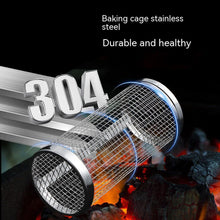 Load image into Gallery viewer, 2 PCS Grill Basket BBQ Rolling Grilling Basket Stainless Steel Grill Mesh Barbeque Portable Grill Accessories for Fish BBQ Rolling Grilling Basket for Outdoor Grill Cylindrical Stainless Steel Grill