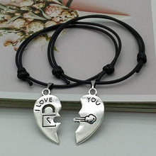 Load image into Gallery viewer, 2 pcs Set Couple Trendy Bracelet For Friend Lock Key Design Black Color Rope Couple Bracelets For Women Men Attraction Matching Bracelet Gifts For Boyfriend Girlfriend Best Friend Eternal Love Charms Adjustable Jewelry