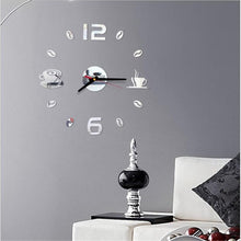 Load image into Gallery viewer, 20 Inch Wall Clock Round Style Number Coffee Tea Cup Modern Large Silent Wall Stickers for Hall and Bedroom Home Decorations Arabic Numeral Wall Clocks Acrylic Mirror Stickers/Home Decor Design Acrylic Wall Clock Stickers Home Living Room Decoration