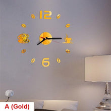 Load image into Gallery viewer, 20 Inch Wall Clock Round Style Number Coffee Tea Cup Modern Large Silent Wall Stickers for Hall and Bedroom Home Decorations Arabic Numeral Wall Clocks Acrylic Mirror Stickers/Home Decor Design Acrylic Wall Clock Stickers Home Living Room Decoration
