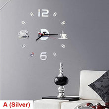 Load image into Gallery viewer, 20 Inch Wall Clock Round Style Number Coffee Tea Cup Modern Large Silent Wall Stickers for Hall and Bedroom Home Decorations Arabic Numeral Wall Clocks Acrylic Mirror Stickers/Home Decor Design Acrylic Wall Clock Stickers Home Living Room Decoration