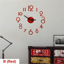 Load image into Gallery viewer, 20 Inch Wall Clock Round Style Number Coffee Tea Cup Modern Large Silent Wall Stickers for Hall and Bedroom Home Decorations Arabic Numeral Wall Clocks Acrylic Mirror Stickers/Home Decor Design Acrylic Wall Clock Stickers Home Living Room Decoration