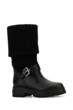 Load image into Gallery viewer, Gianvito Rossi Women Black Leather And Fabric Thurso Boots