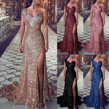 Load image into Gallery viewer, Women's Clothing One-shoulder Sleeveless Bronzing Split Dress
