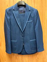 Load image into Gallery viewer, Moda Color Exclusive Dark Blue Houndstooth 1-Button 100% Wool 2-Piece Turkish Slim Fit Suit