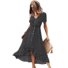 Load image into Gallery viewer, Fashion Elegant Boho Short Sleeve Polka Dot Long Dresses Women Beach Party Vintage Fashion Dresses