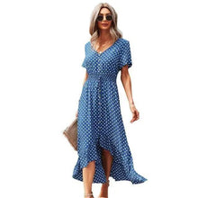 Load image into Gallery viewer, Fashion Elegant Boho Short Sleeve Polka Dot Long Dresses Women Beach Party Vintage Fashion Dresses