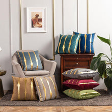 Load image into Gallery viewer, 2021 Fashion Striped Pillowcase Festival Home Bronzing Square Decorative Throw Pillow Cover With Gold Striped Cushion Cases Modern Luxury Pillowcases Cushion Cover Soft Fabric Pillow Cases Decorative 45x45CM