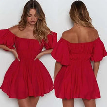 Load image into Gallery viewer, New Classical Women Mini Dress Short Puff Sleeve Loose Back Dress - Fashion Clothes for Women
