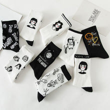 Load image into Gallery viewer, New Autumn Black and White Sports Women Socks Combed Out Of Pure Cotton Cute Winter Socks Kawaii Cute Warm Thick Socks For Men And Women