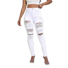 Load image into Gallery viewer, 2024 Fashion Broken Holes Women Pencil Jeans Trend Streetwear Slim Fit Denim Pants Casual Solid Color High Waist Female Trousers