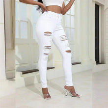 Load image into Gallery viewer, 2024 Fashion Broken Holes Women Pencil Jeans Trend Streetwear Slim Fit Denim Pants Casual Solid Color High Waist Female Trousers