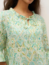 Load image into Gallery viewer, 100% Linen A-Line Ruffled Collar Tie-Neck Midi Dress LIVIA