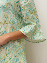 Load image into Gallery viewer, 100% Linen A-Line Ruffled Collar Tie-Neck Midi Dress LIVIA