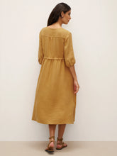 Load image into Gallery viewer, 100% Linen A-Line Drawstring Waist Midi Dress DIXIE