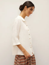 Load image into Gallery viewer, 100% Linen Peter Pan Collar 3/4 Sleeve Shirt ASTRID