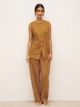 Load image into Gallery viewer, 100% Linen Arc-Placket Button-Front Vest ELFRIDA