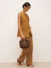 Load image into Gallery viewer, 100% Linen Arc-Placket Button-Front Vest ELFRIDA