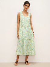 Load image into Gallery viewer, 100% Linen Floral Swing Beach Tank Dress LORRAINE