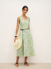Load image into Gallery viewer, 100% Linen Floral Swing Beach Tank Dress LORRAINE