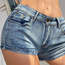 Load image into Gallery viewer, Summer Vibe Women's High-Waisted Sexy Denim Shorts with Button Detail
