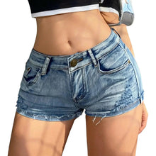 Load image into Gallery viewer, Summer Vibe Women's High-Waisted Sexy Denim Shorts with Button Detail