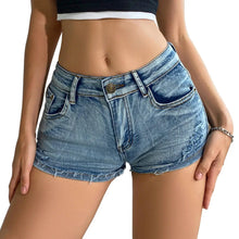 Load image into Gallery viewer, Summer Vibe Women's High-Waisted Sexy Denim Shorts with Button Detail
