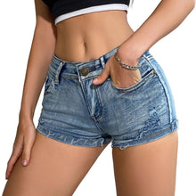Load image into Gallery viewer, Summer Vibe Women's High-Waisted Sexy Denim Shorts with Button Detail
