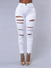 Load image into Gallery viewer, 2026 Women's Stretch Skinny Ripped Hole Washed Denim Jeans Female High Waist Pencil Y2k Pants Jeans Ladies Casual Trousers Pants