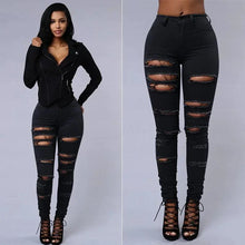 Load image into Gallery viewer, 2025 Women's Stretch Skinny Ripped Hole Washed Denim Jeans Female High Waist Pencil Y2k Pants Jeans Ladies Casual Trousers Pants