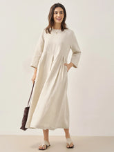 Load image into Gallery viewer, 100% Linen Bateau Neck Pleated Maxi Dress ABIGAIL