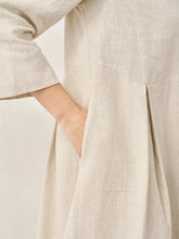 Load image into Gallery viewer, 100% Linen Bateau Neck Pleated Maxi Dress